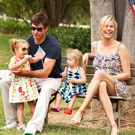 Rebecca Romijn with her family